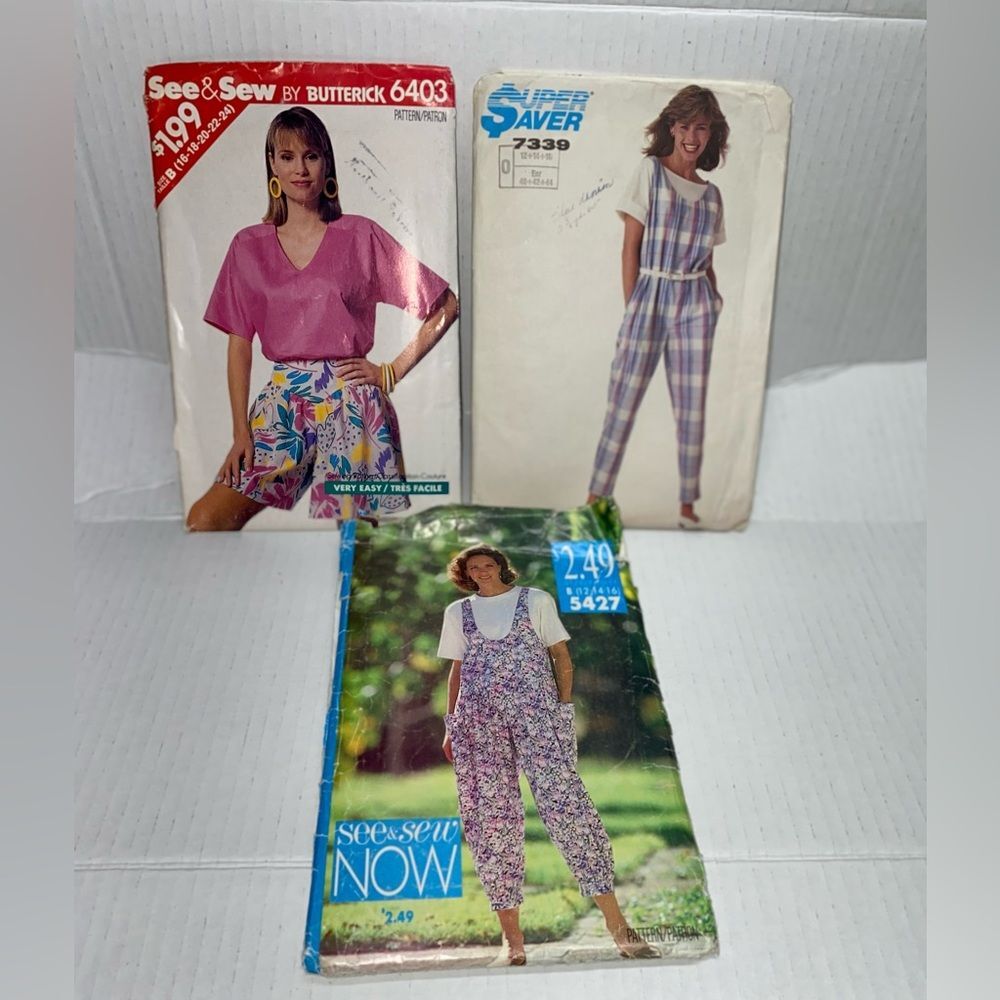 * 1980 sewing pattern set 3 packs 1980 vintage cut women’s clothes jumpsuit